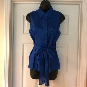 NEW THEORY Light Cotton Sleeveless Button Top Tie